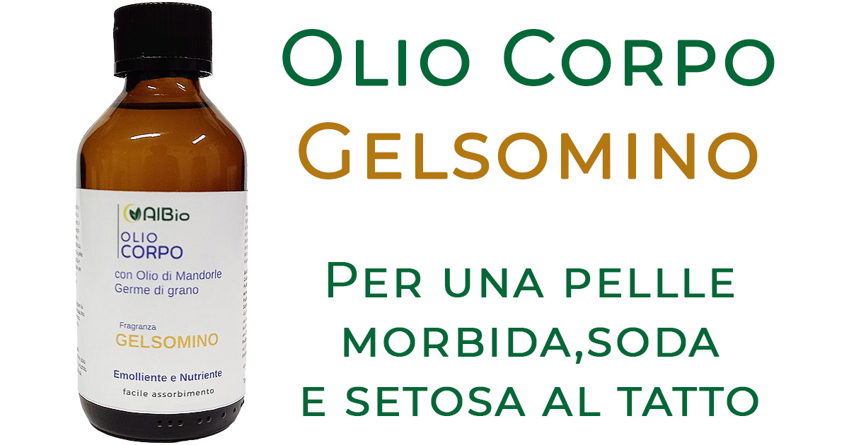 Olio corpo al Gelsomino Siciliano, con base Mandorla e germe di grano,  idratante, nutriente